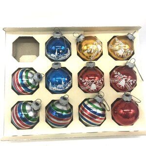 Vtg SHINY BRITE 11 Glass Balls Christmas Tree Ornament Polaron